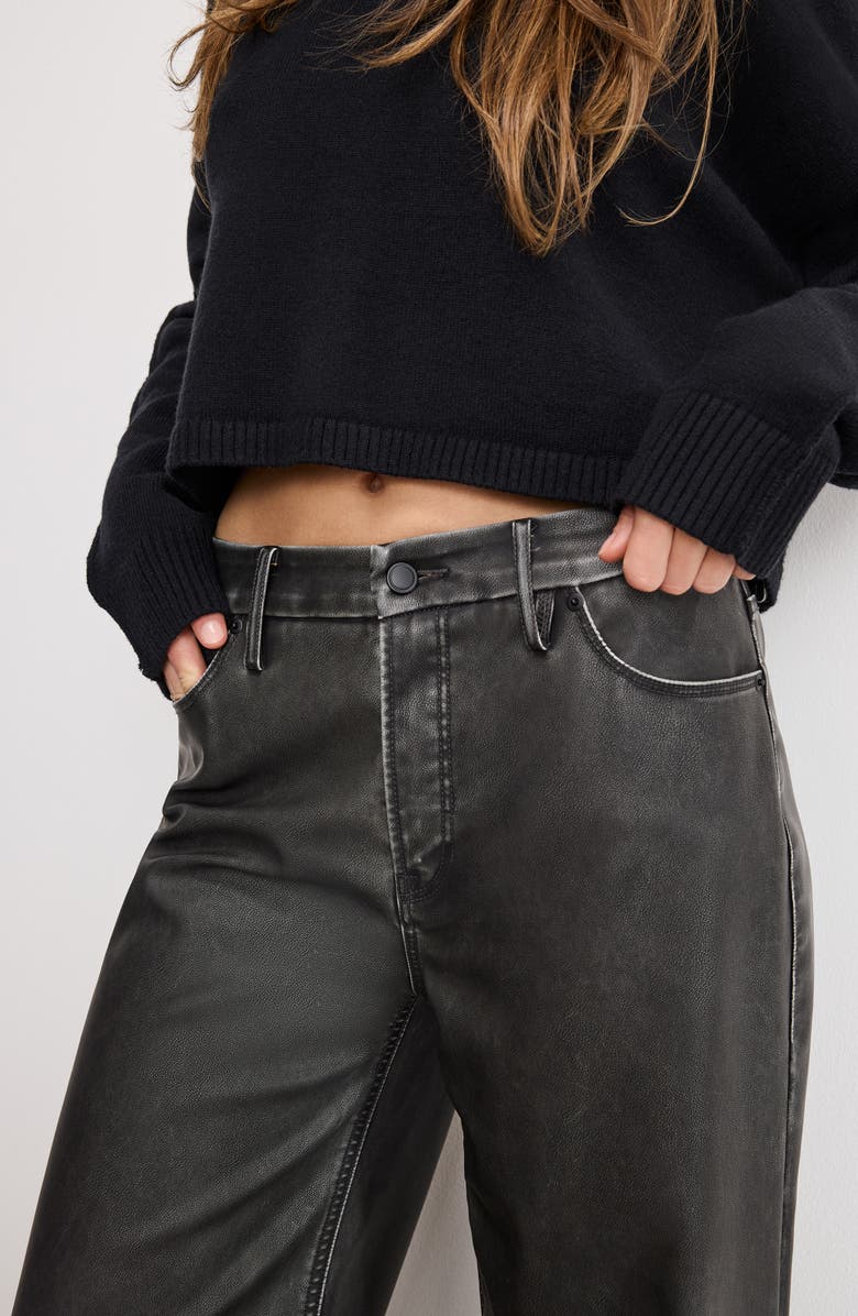 Good American Good Skate Wide Leg Faux Leather Pants, Alternate, color, Black001