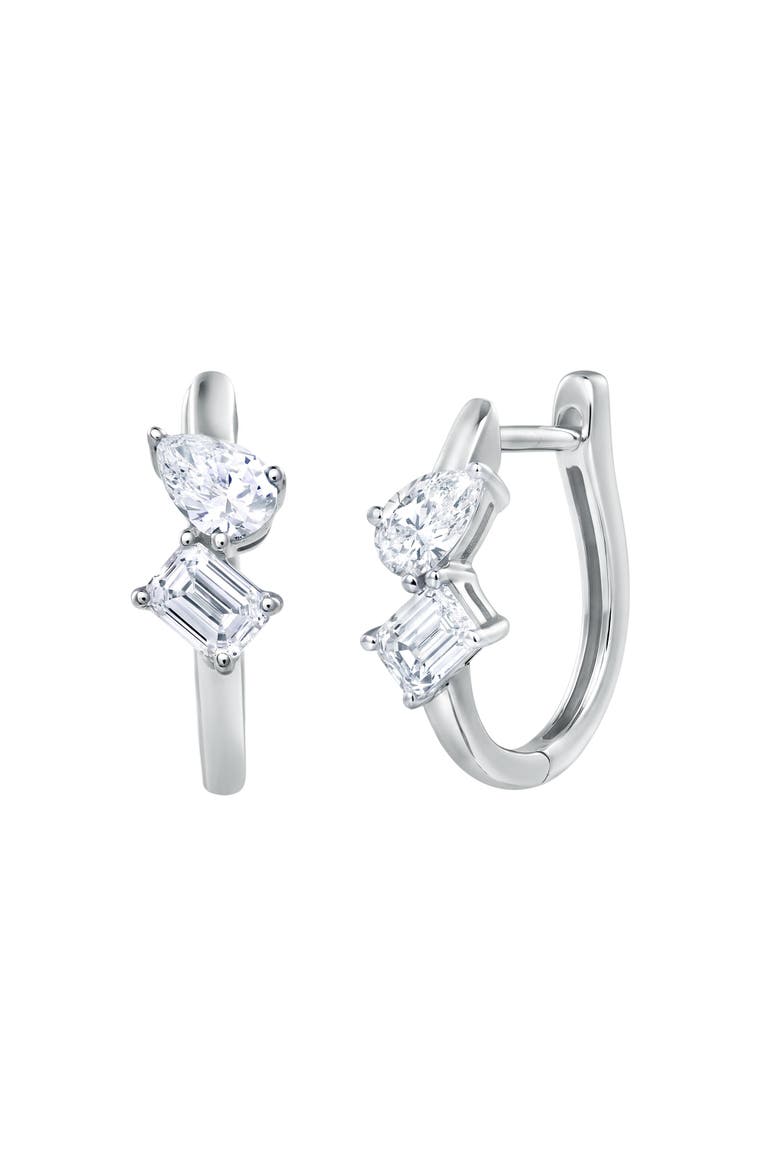 Saela 14K Gold Lab Grown Diamond Huggies - 1 Ct, Alternate, color, 14K White Gold