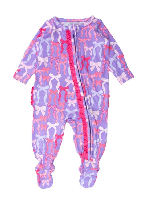 SoftSnooze Baby Girls Ruffle One Piece Footie Pajamas