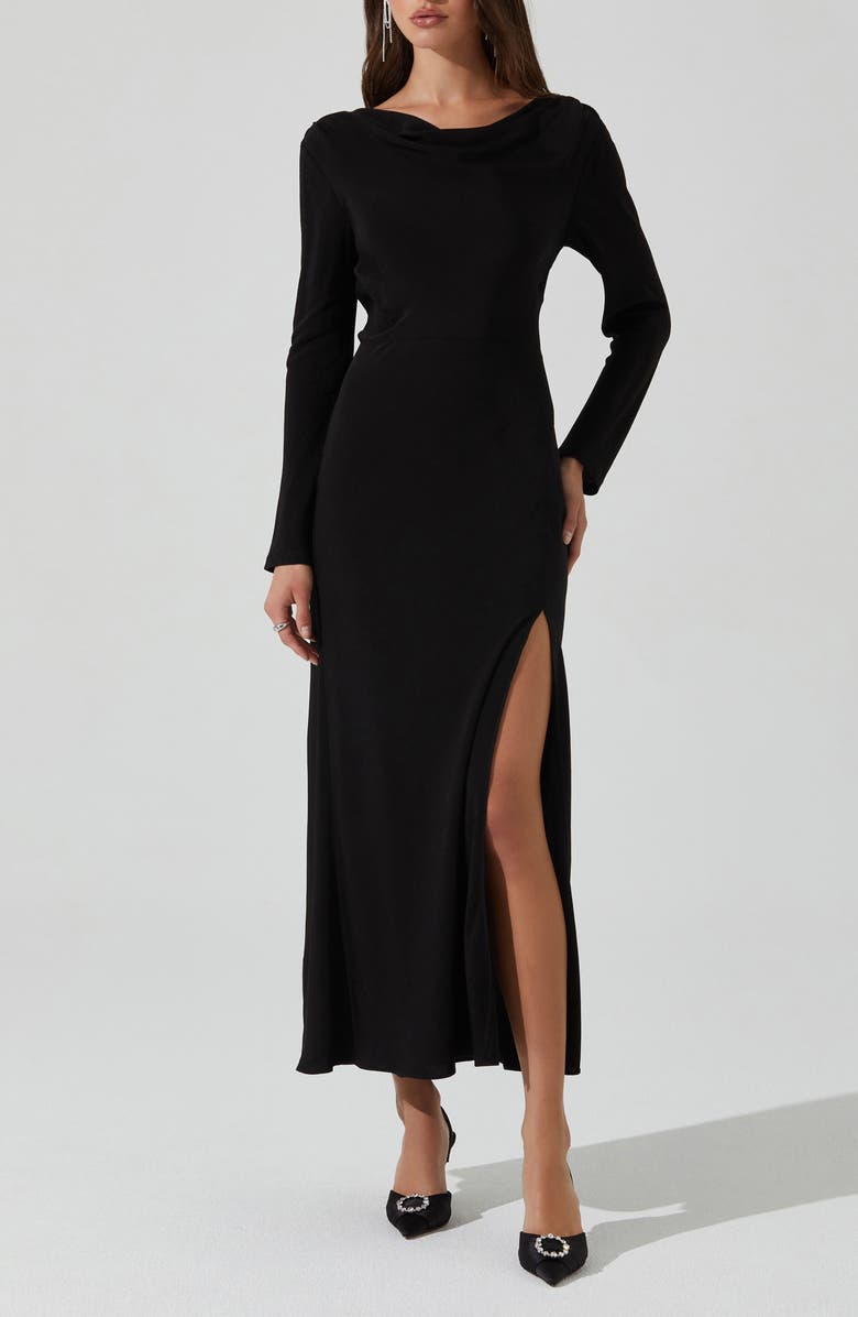 ASTR the Label Decima Cowl Neck Cocktail Dress, Main, color, Black