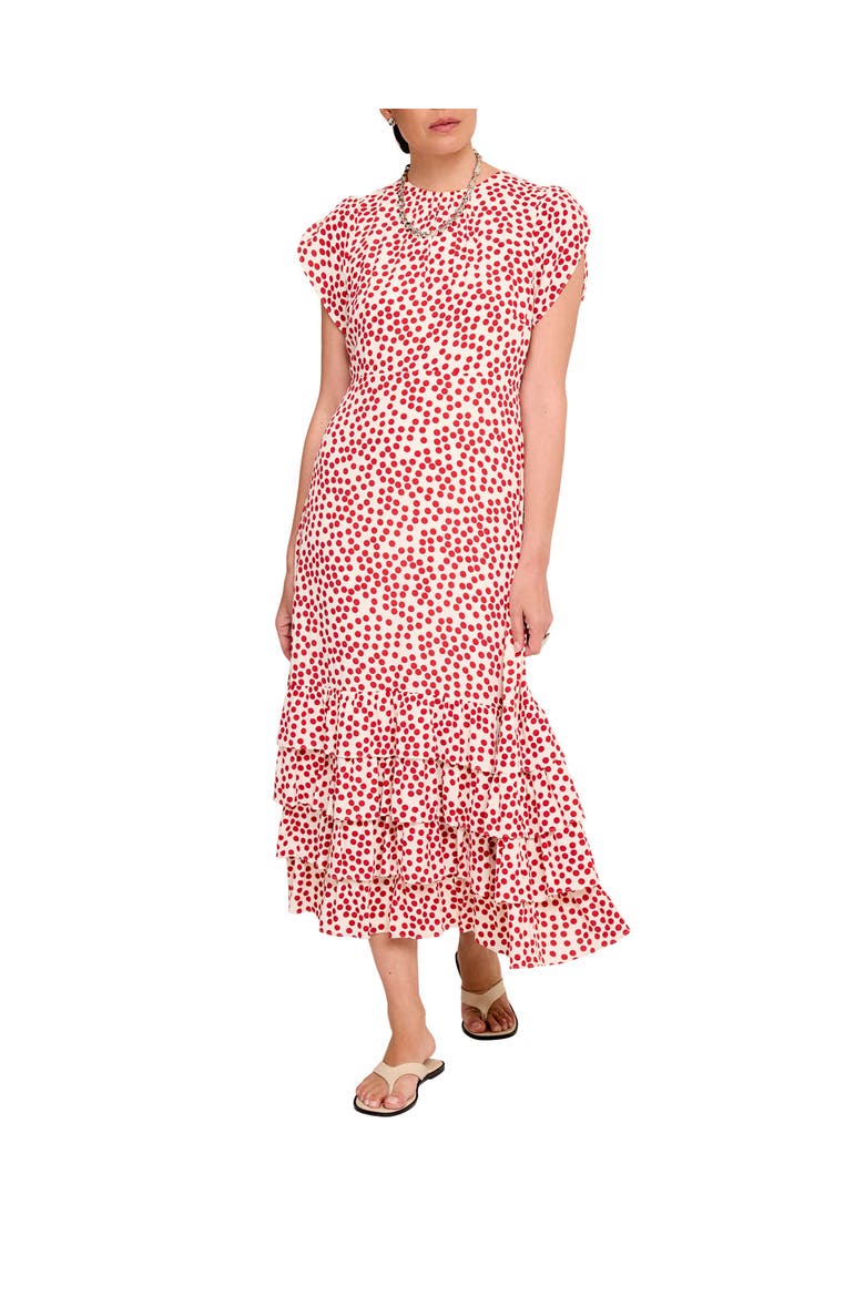 Polka Dot Ruffle Midi Dress, Main, color, Red