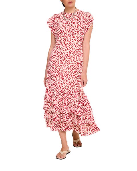 Polka Dot Ruffle Midi Dress