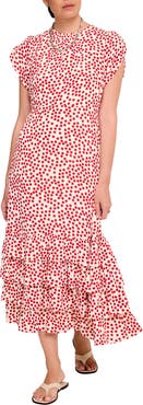 MINT VELVET Polka Dot Ruffle Midi Dress