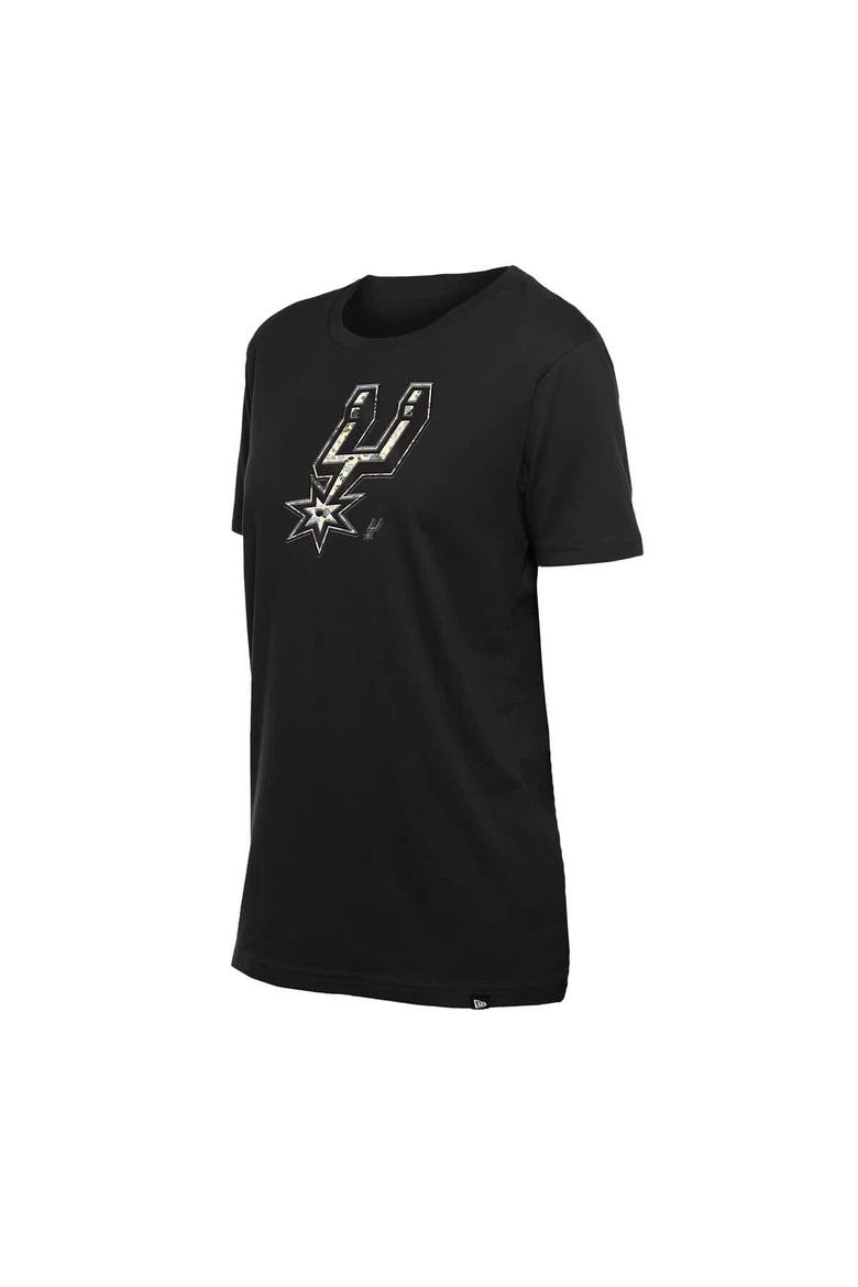 Women's New Era Black San Antonio Spurs Glam Game Flower T-Shirt, Alternate, color, Black