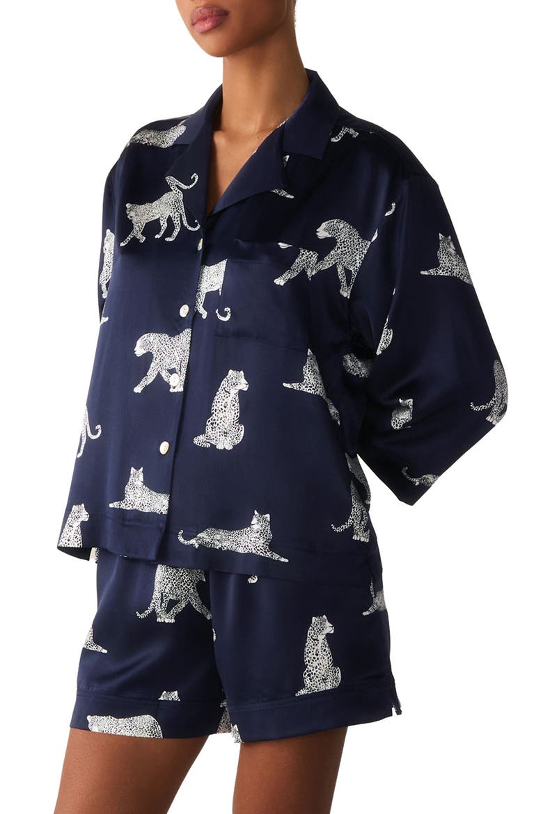 Olivia Silk Pajamas, Alternate, color, NAVY