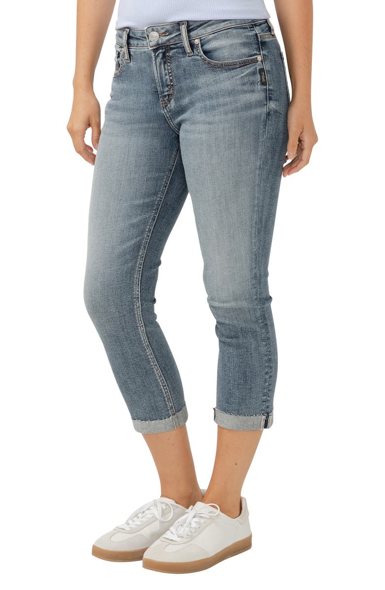 Silver Jeans Co. Elyse Curvy Mid Rise Capri Jeans, Alternate, color, Indigo