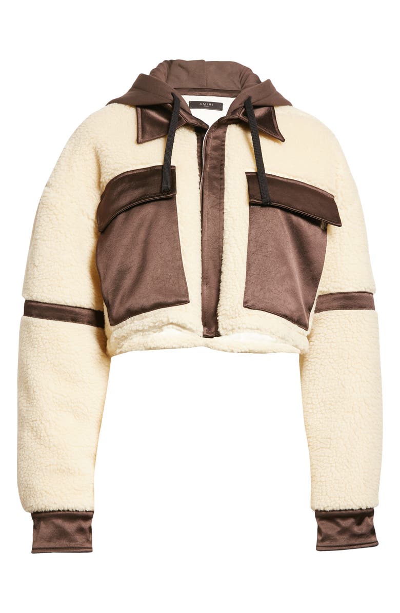AMIRI Hybrid Faux Shearling Hooded Track Jacket, Alternate, color,