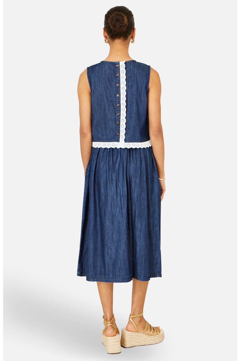 Cotton Chambray Lace Trim Top, Alternate, color, Blue