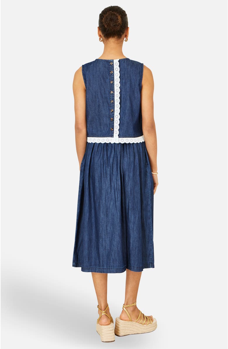 Yumi Cotton Chambray Lace Trim Top, Alternate, color, Blue