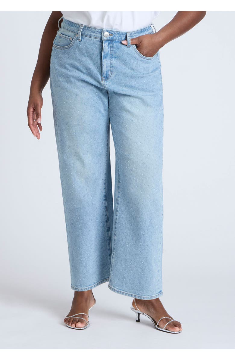 ELOQUII The Sparkle Naomi Straight Leg Jean, Alternate, color, Vintage Blue