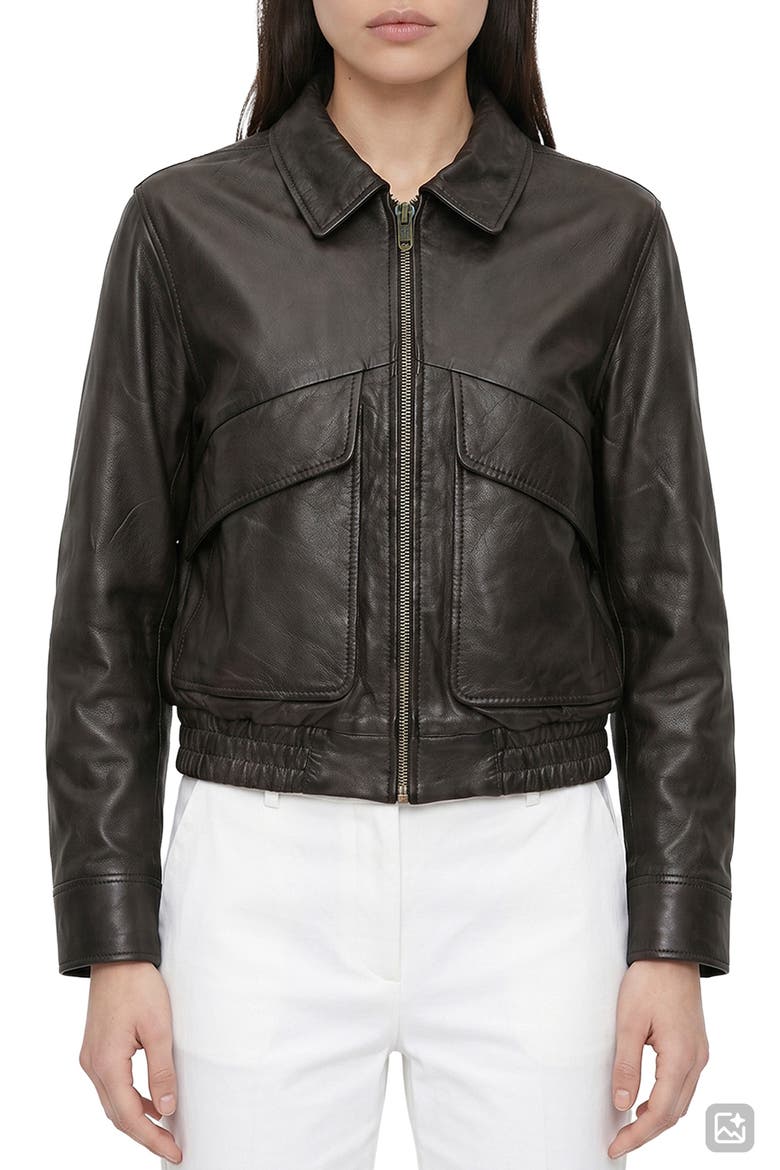 Leather Jacket, Main, color, DARK BROWN