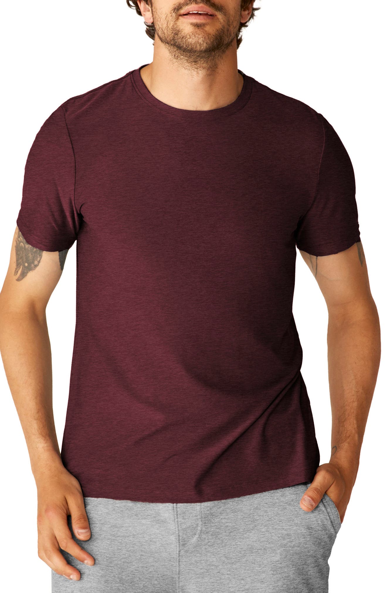 Beyond Yoga Always Beyond 2.0 T-Shirt in Midnight Burgundy Heather 