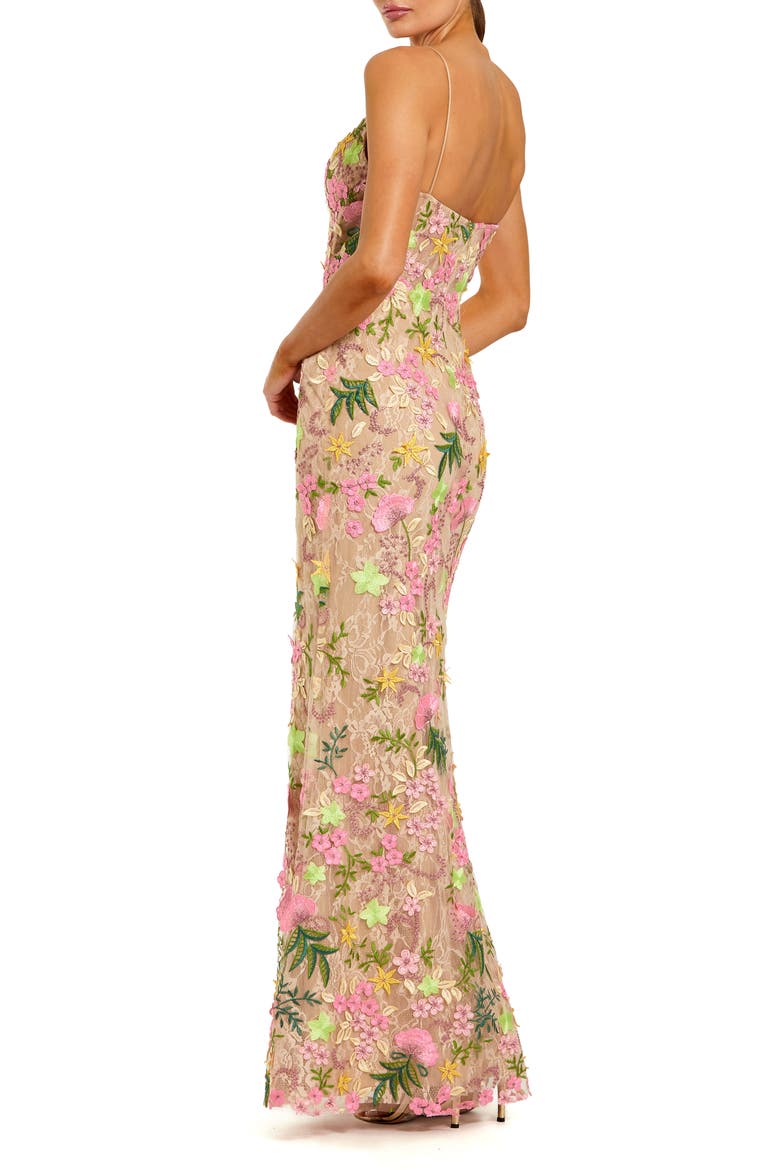 Floral Embroidered Sleeveless Column Gown, Alternate, color, Nude Multi