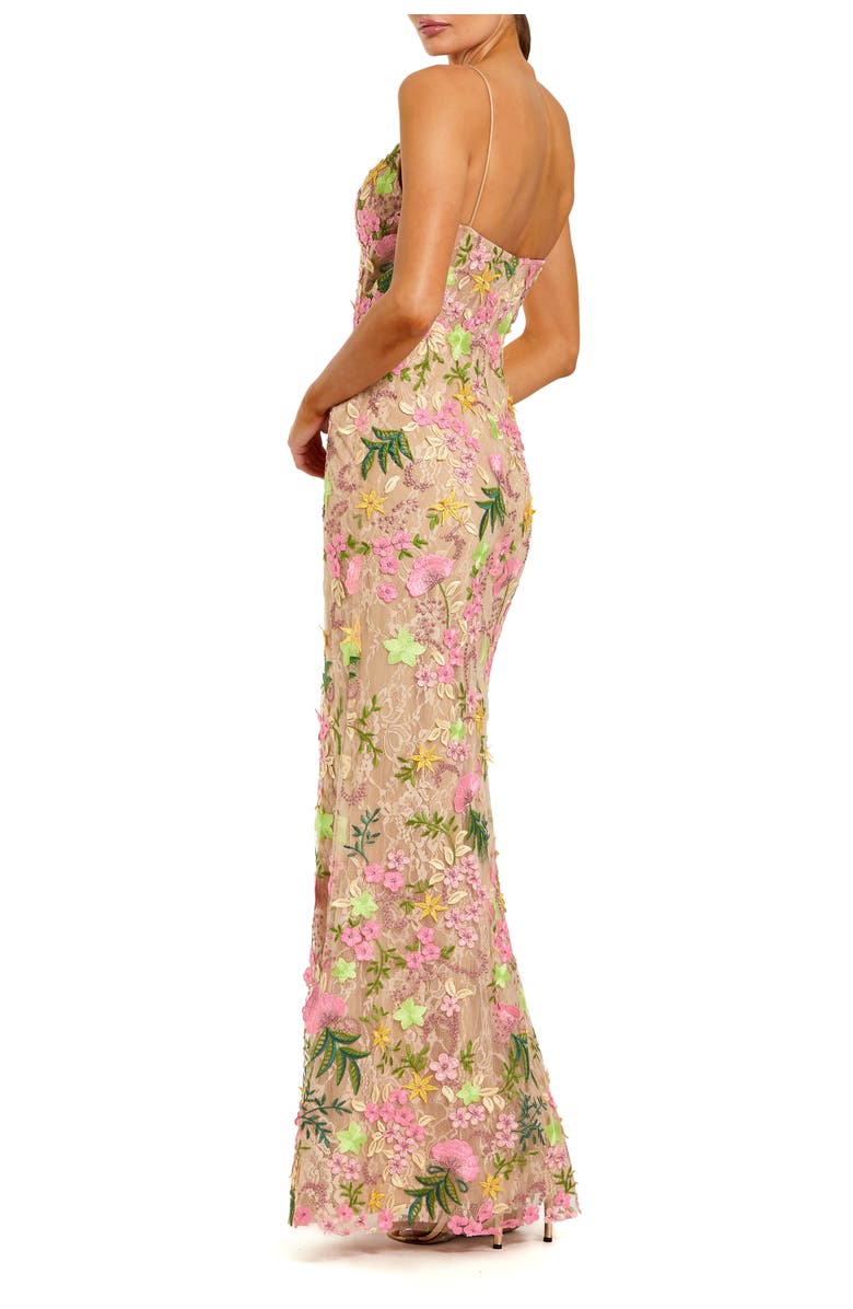 Mac Duggal Floral Embroidered Sleeveless Column Gown, Alternate, color, Nude Multi