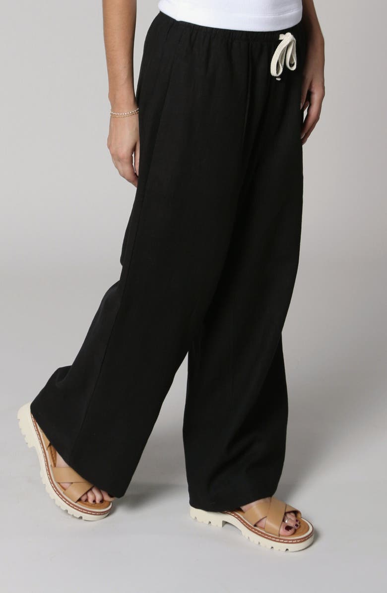 LEISURE LAB Linen Palazzo Pant, Alternate, color, Black