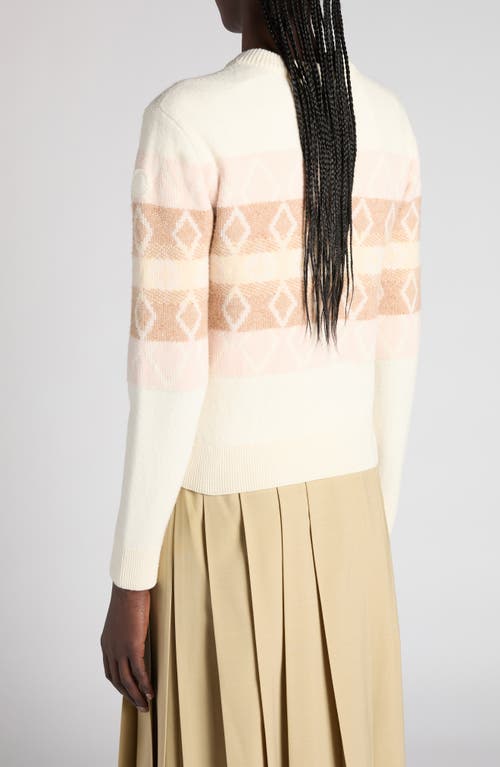 Moncler Jacquard Virgin Wool V-neck Sweater In Neutral