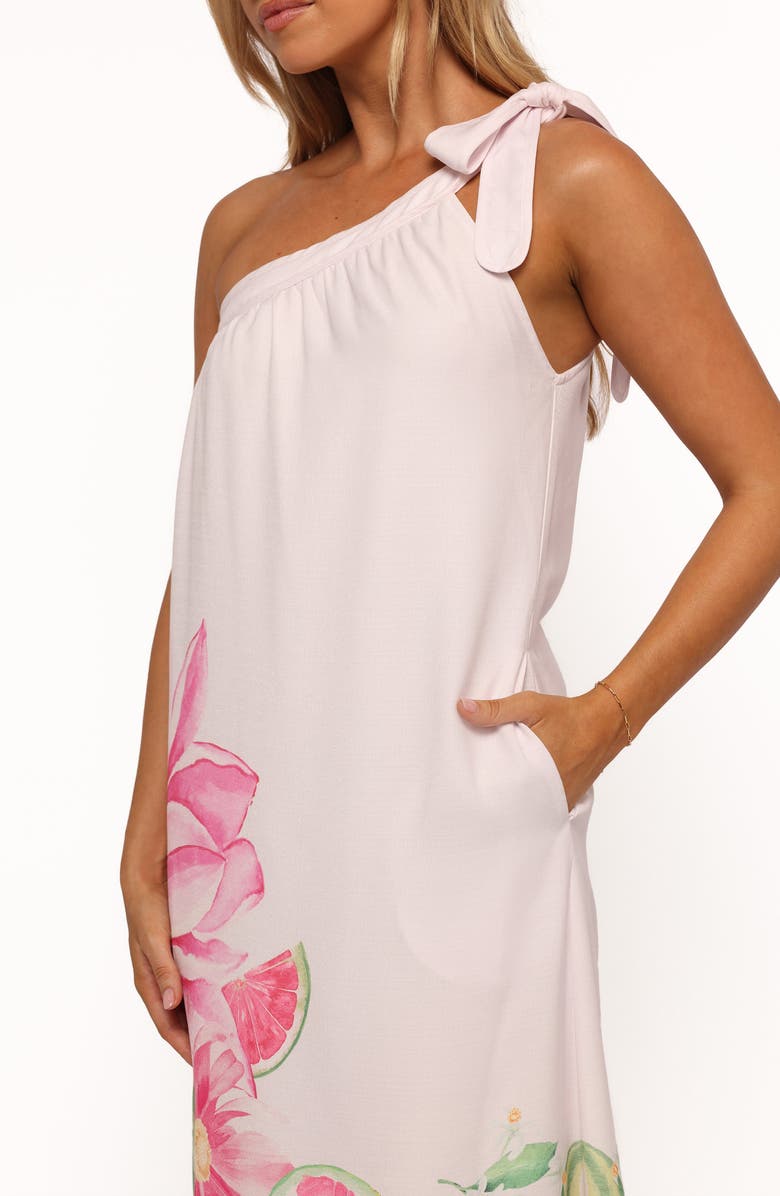 Petal & Pup Reagan One-Shoulder Linen Blend Midi Dress, Alternate, color, Pink