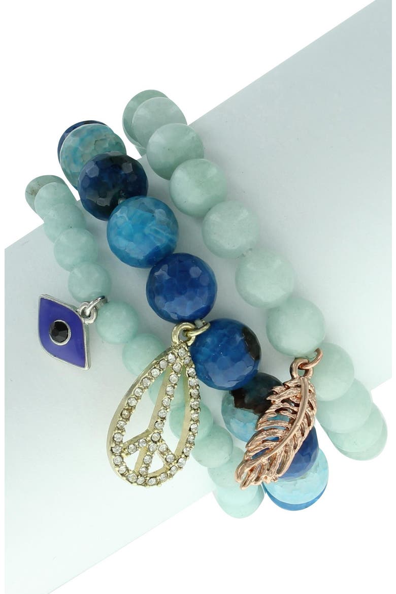 Fiona Charm Bracelets - Set of 3, Main, color, GOLD / BLUE