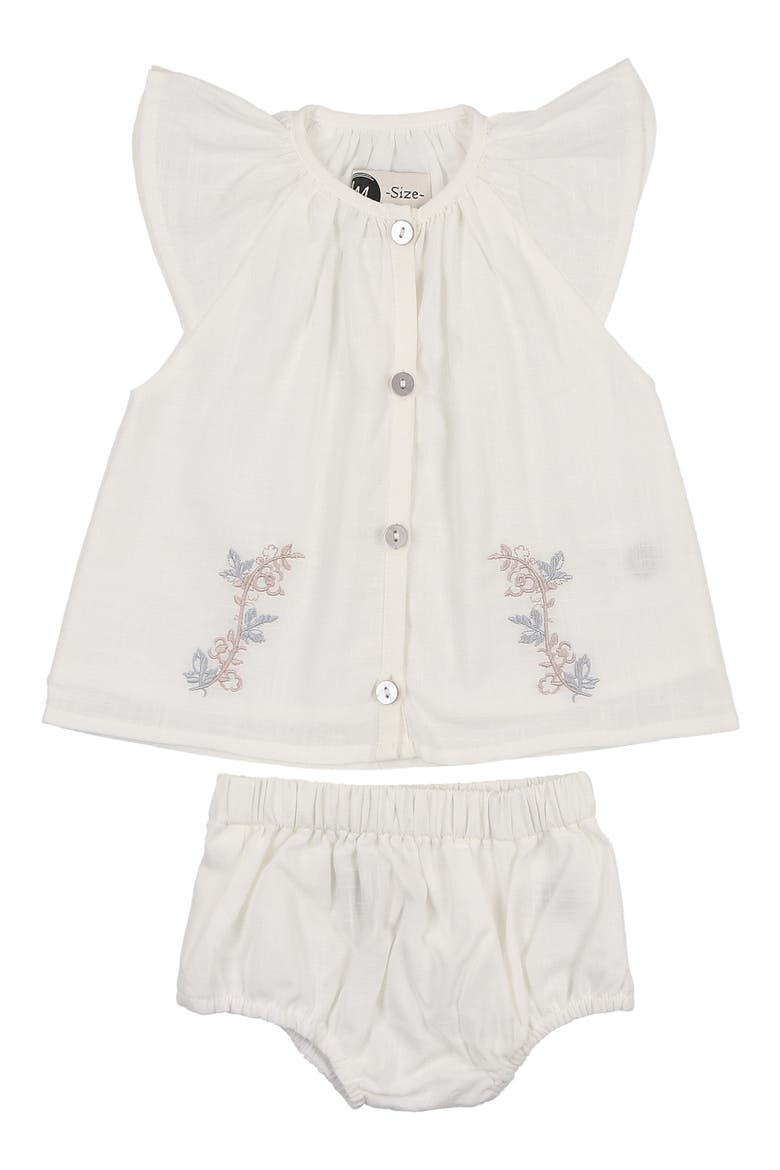 Kids' Delicate Floral Cotton Blend Top & Bloomers Set, Main, color, IVORY