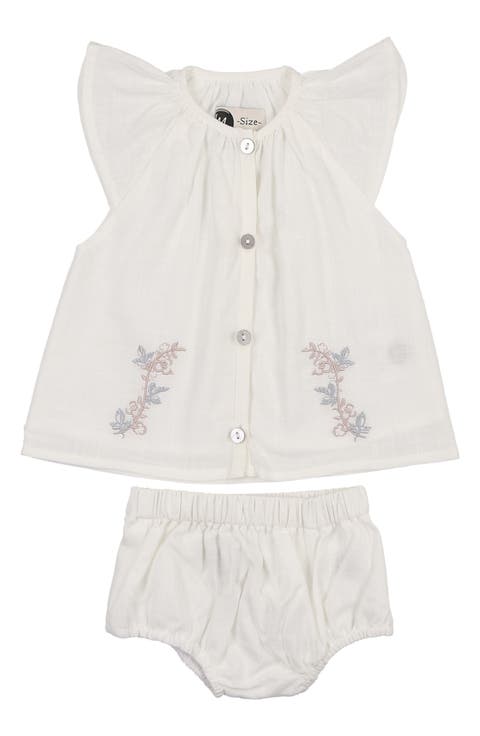Kids' Delicate Floral Cotton Blend Top & Bloomers Set (Baby, Toddler & Little Kid)