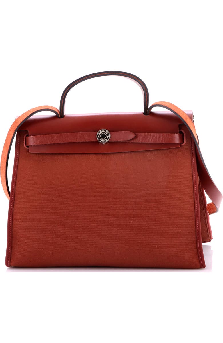 Pre-Owned Hermes Herbag Zip Leather and Toile 31, Main, color, Rouge H