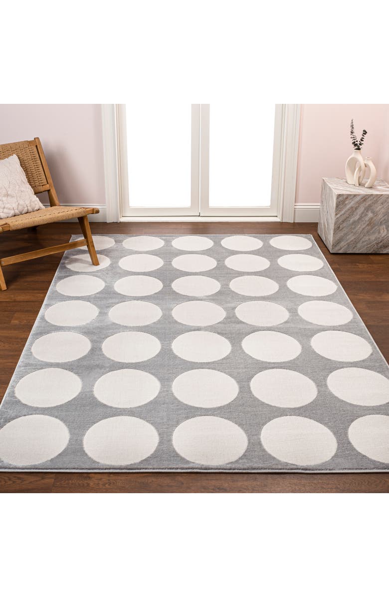 JONATHAN Y Adrian Modern Geometric Circle Dot High-Low Area Rug, Alternate, color, Light Gray/Cream