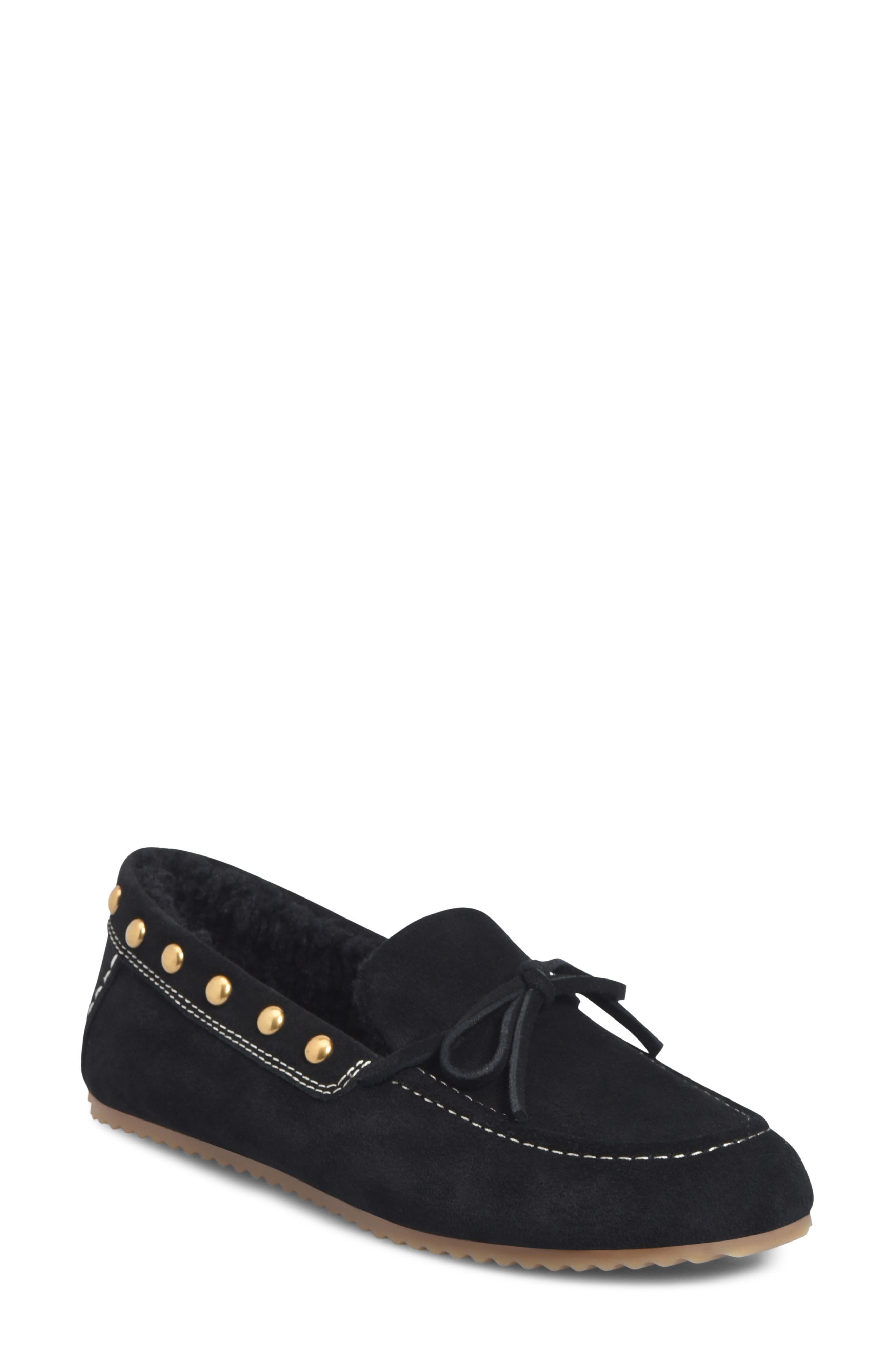 Alpine Genuine Shearling Loafer, Main, color, BLACK