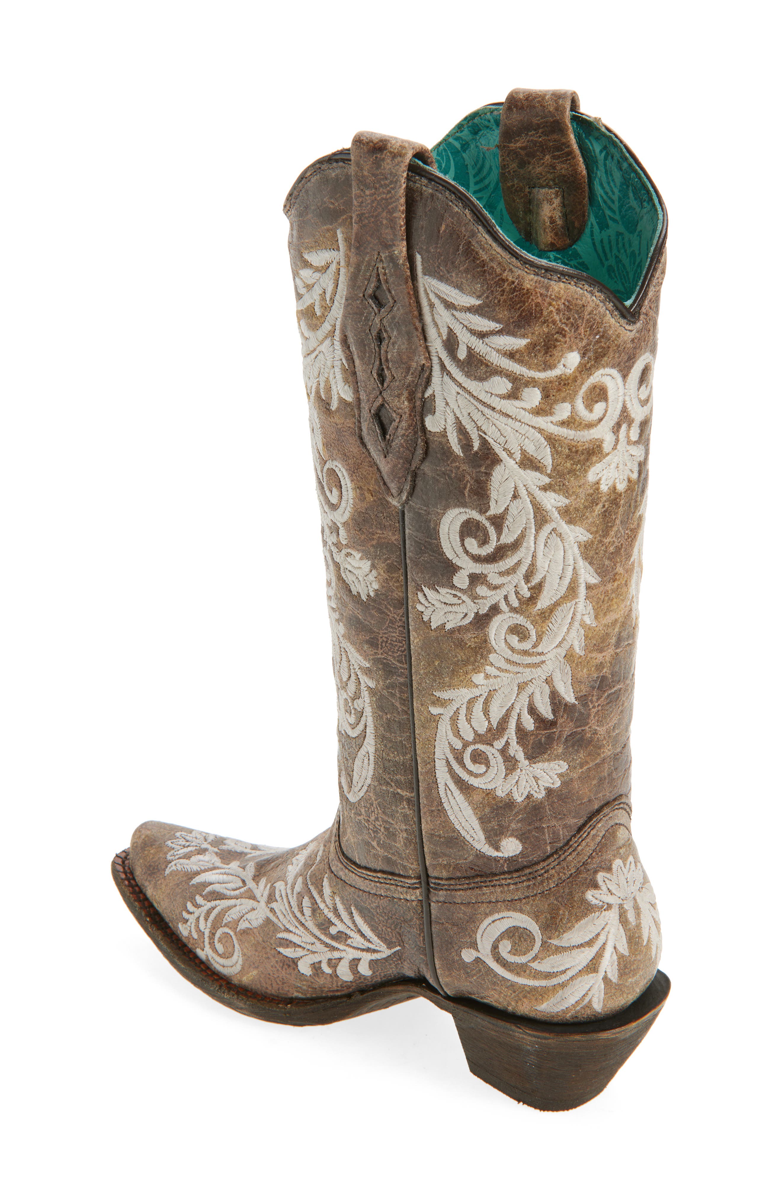 CORRAL Embroidered Crackled Mid Calf Western Boot, Alternate, color, 