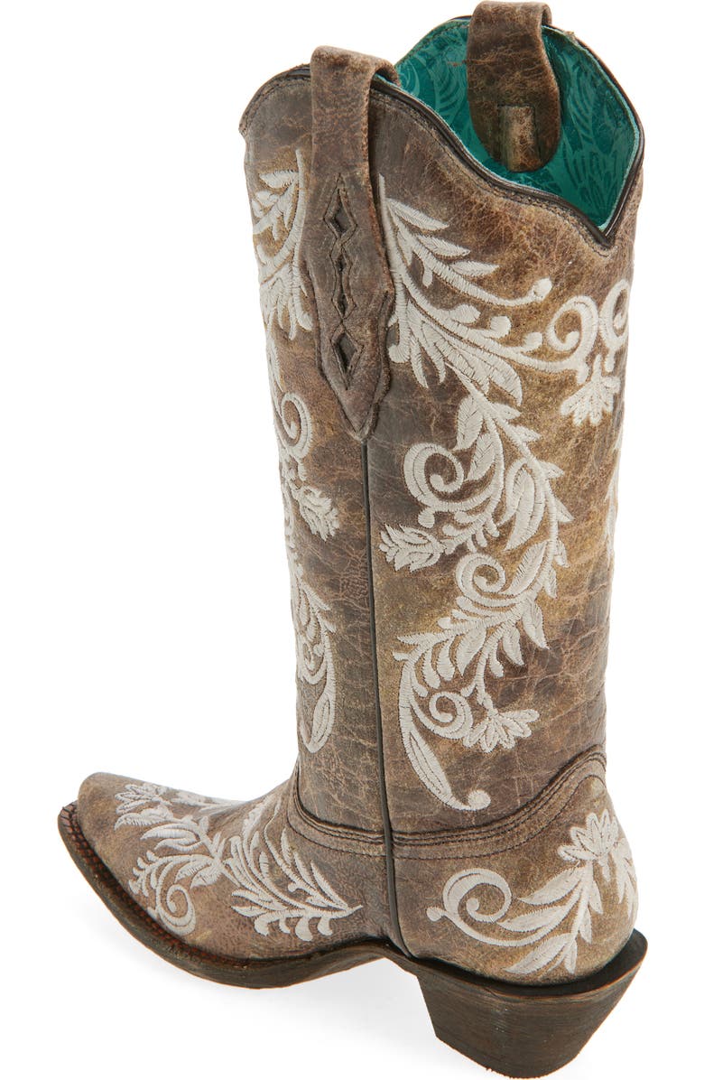 CORRAL Embroidered Crackled Mid Calf Western Boot, Alternate, color,
