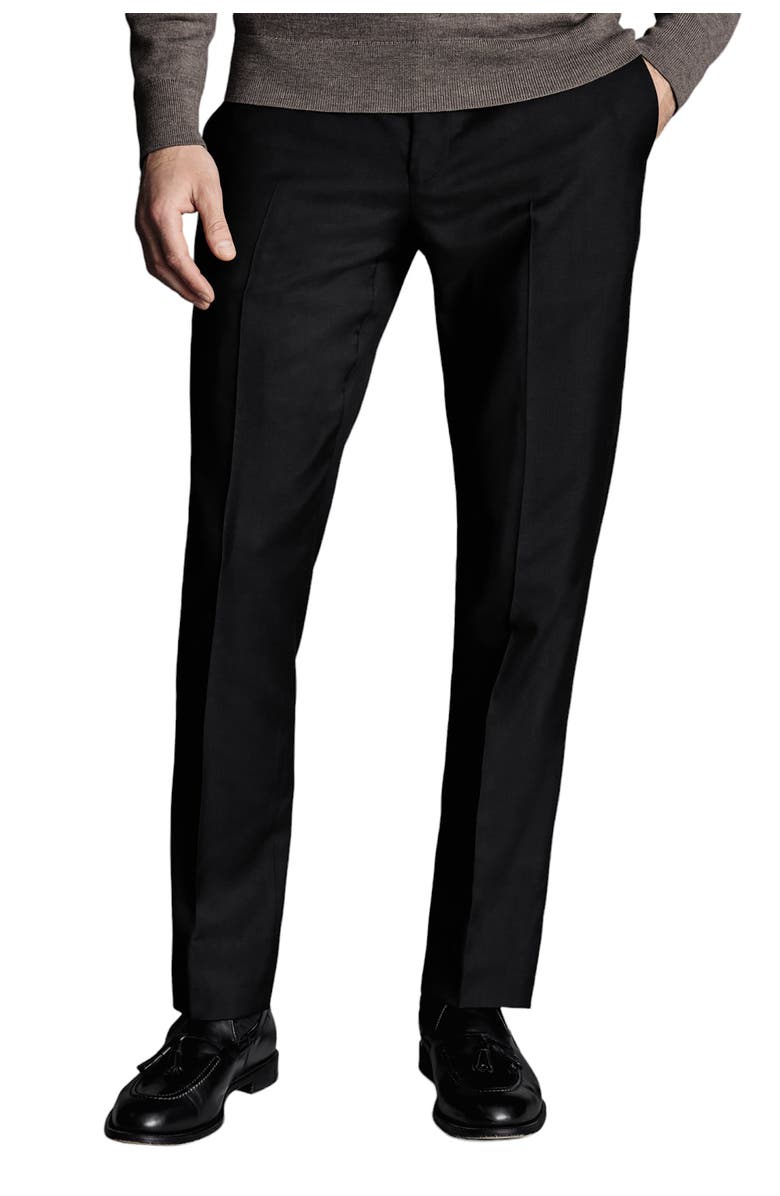 Charles Tyrwhitt Slim Fit Natural Stretch Twill Suit Pants, Main, color, Black