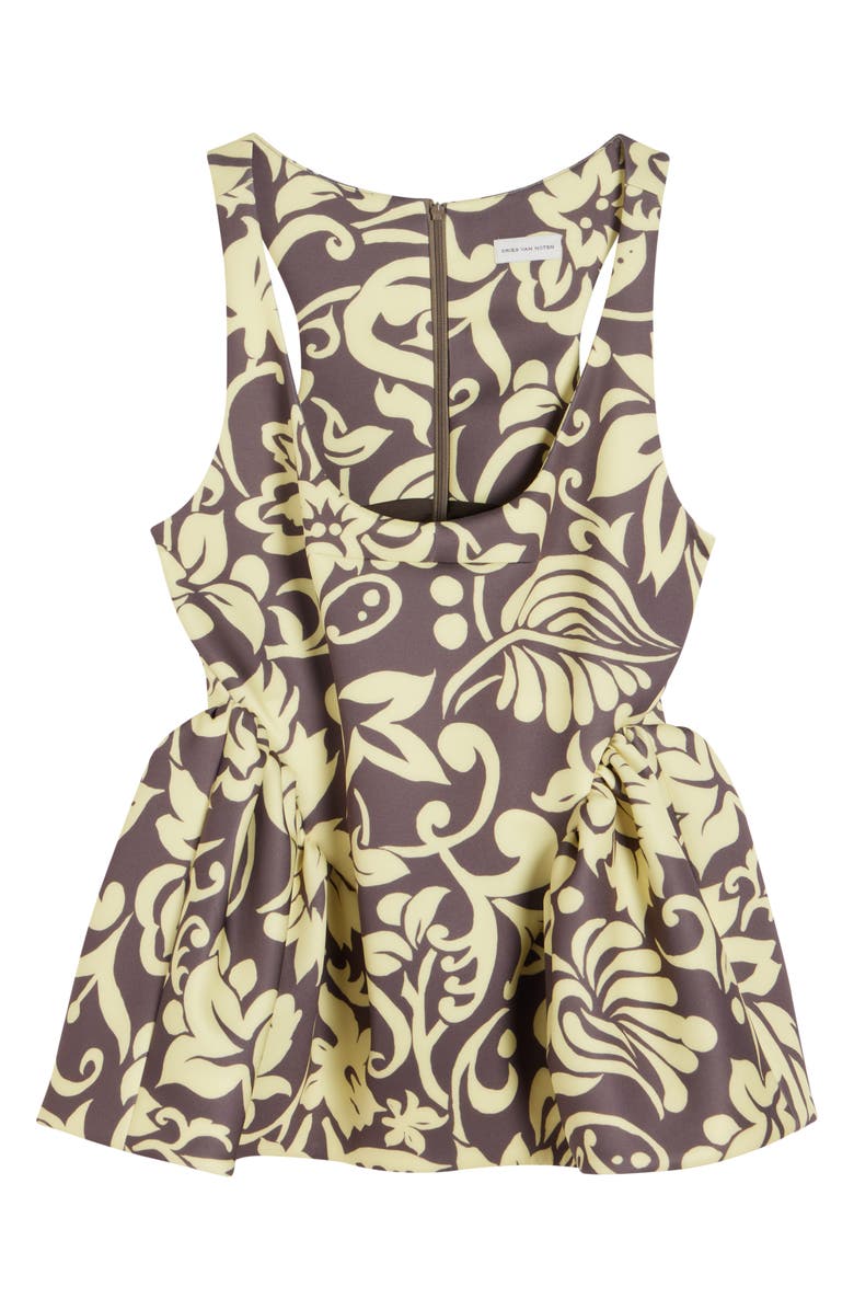 Dries Van Noten Caylo Historical Floral Scuba Knit Top, Alternate, color, Taupe