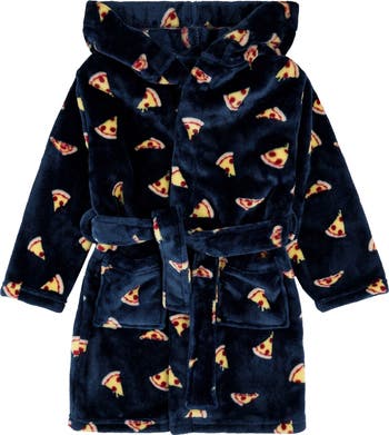 Kids' Pizza Print Hooded Fleece Robe