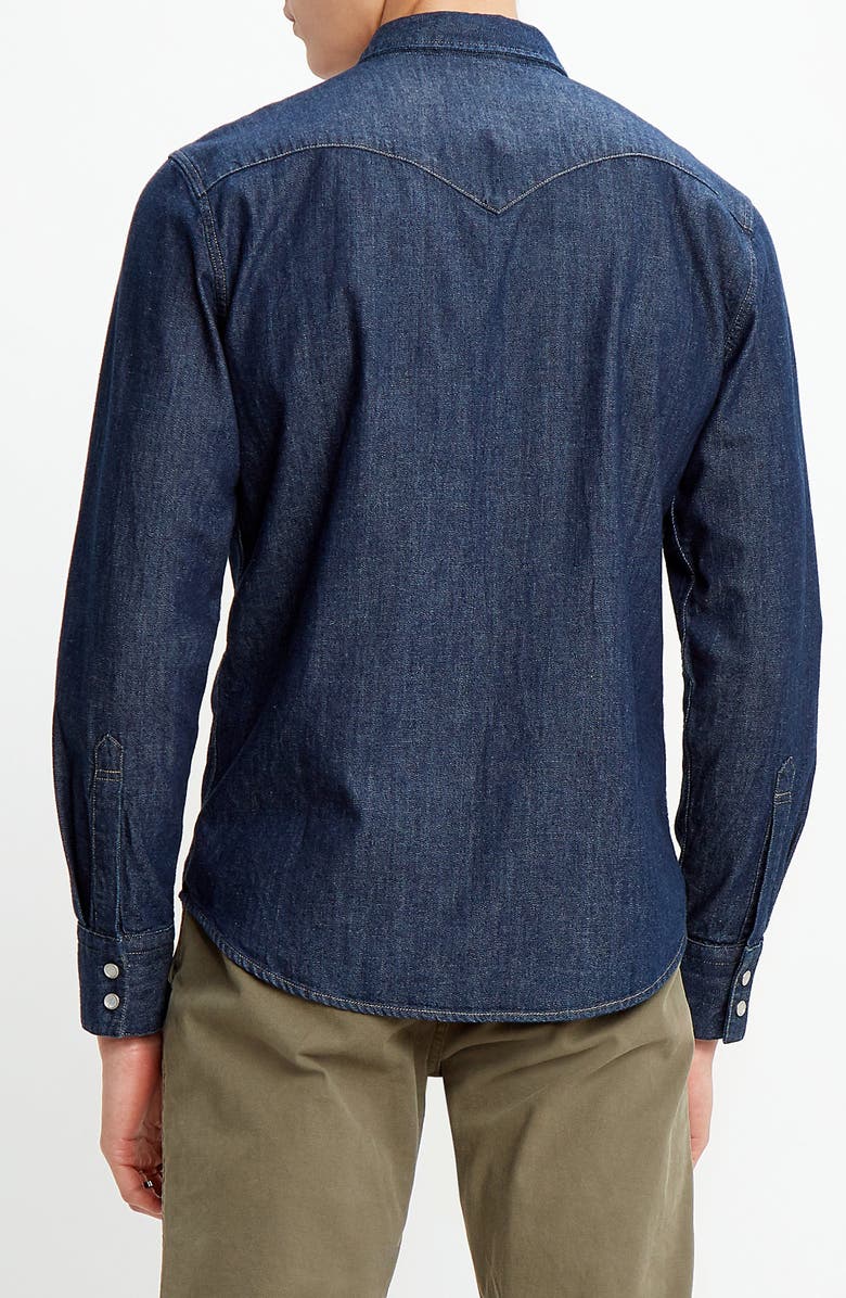 LEVIS PREMIUM Levi
s<sup
®</sup
 Premium Barstow Standard Fit Denim Western Shirt, Alternate, color, Western Edition