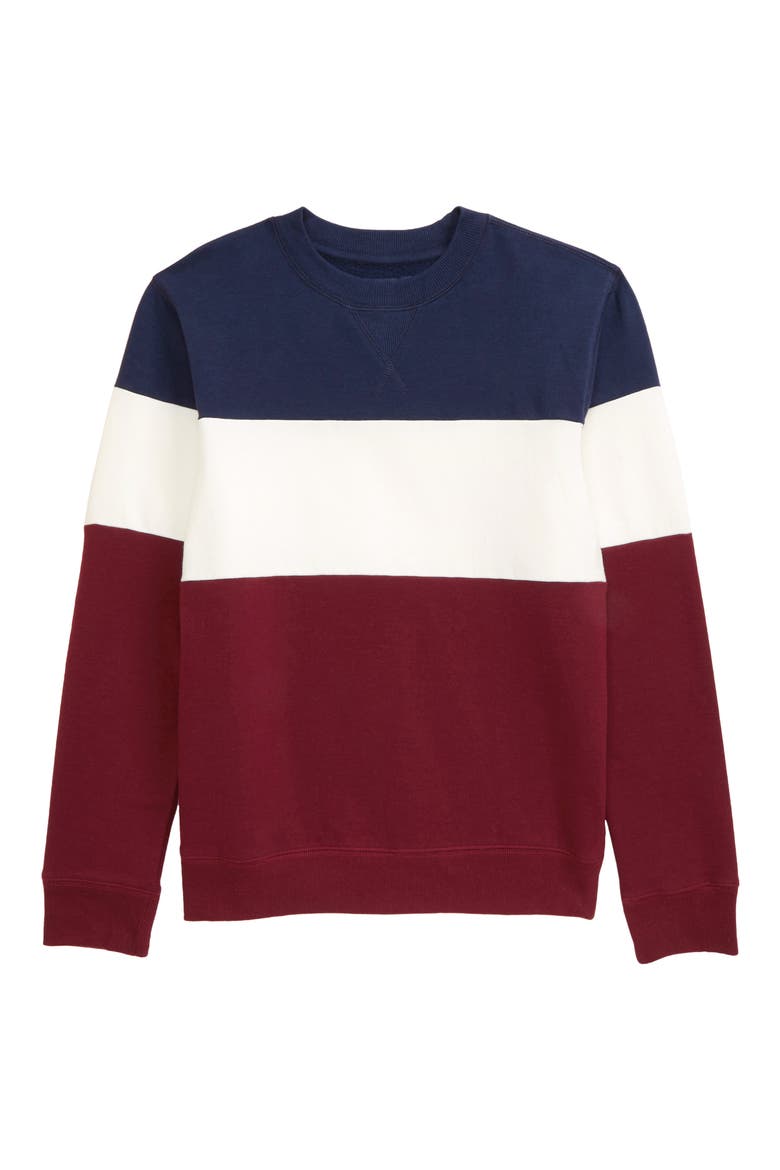 1901 Kids' Collegiate Crewneck Sweatshirt, Main, color, RED GRAPE NAVY