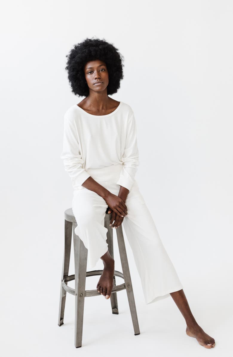 Cozy Earth Wide Leg Rib Pajama Pants, Alternate, color, Ivory