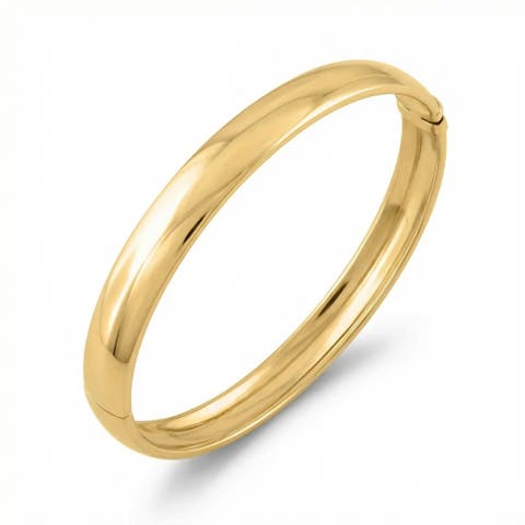 8mm Polished Bangle Bracelet 18k Gold Over Silver