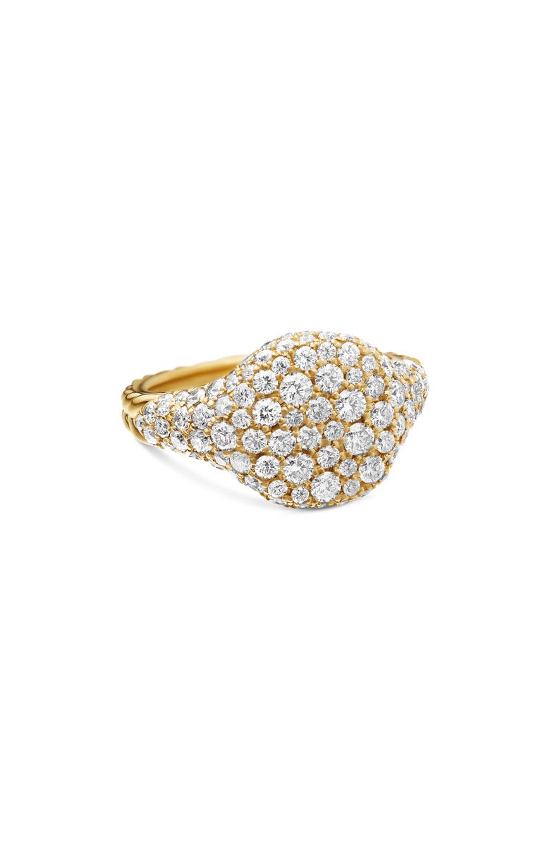 David Yurman Mini Chevron Pinky Ring in 18K Gold with Pavé Diamonds, Main, color, Diamond/ Gold