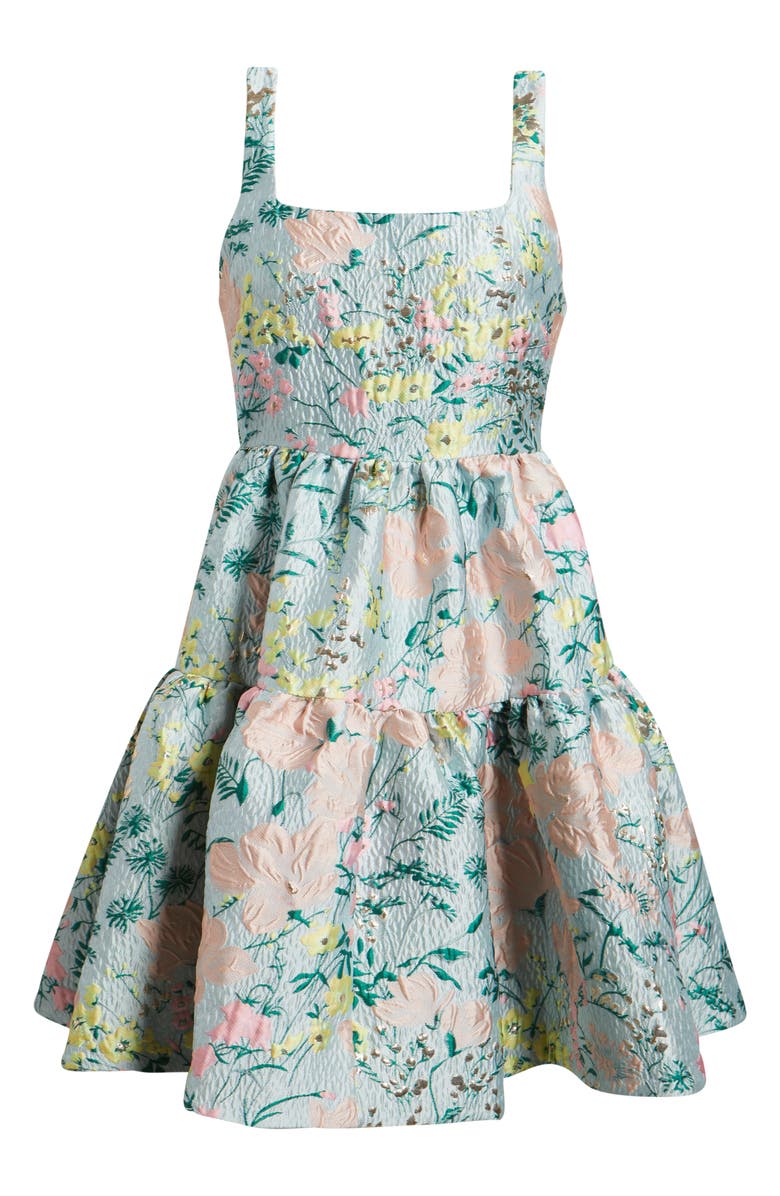 Chelsea28 Floral Garden Brocade Cocktail Minidress, Alternate, color, Blue Multi Floral