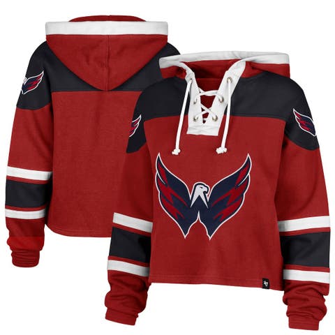 Women's '47  Red Washington Capitals Cropped Lacer Hoodie