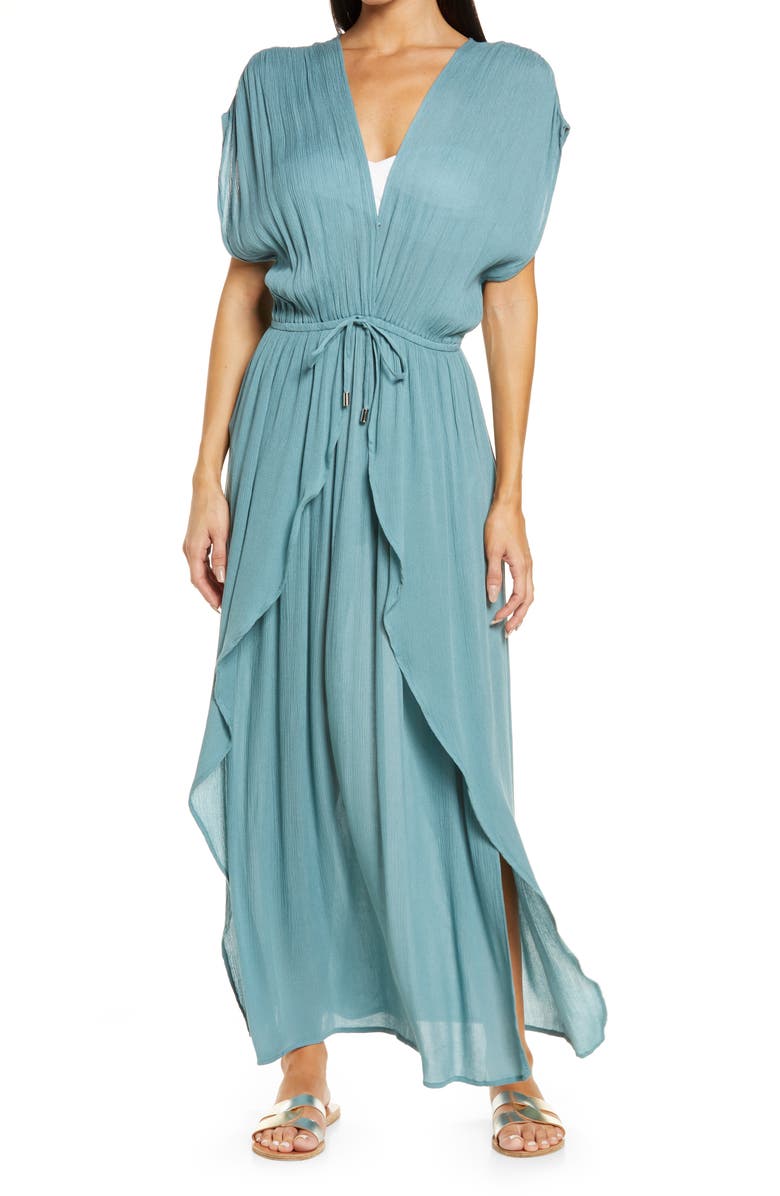 Elan Wrap Maxi Cover-Up Dress, Main, color, 