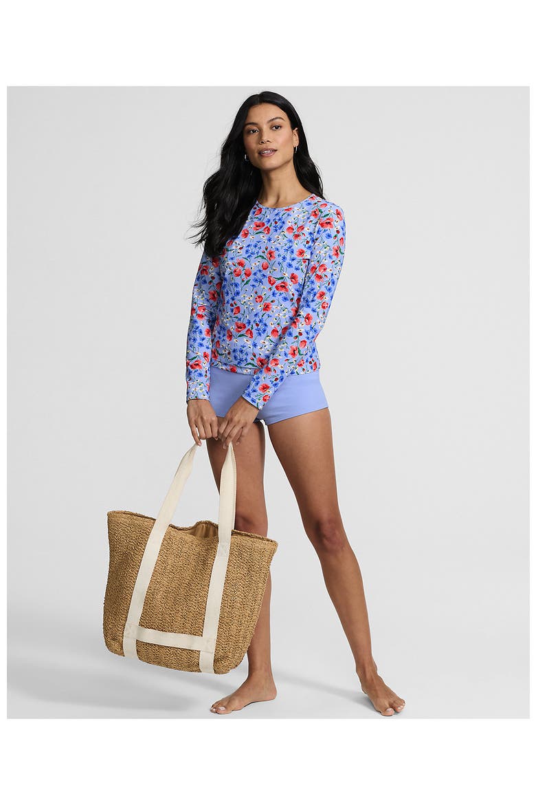 Sunshade Upf 50 Long Sleeve Rash Guard Swim Tee, Alternate, color, Soft Cloud Blue Poppy Floral