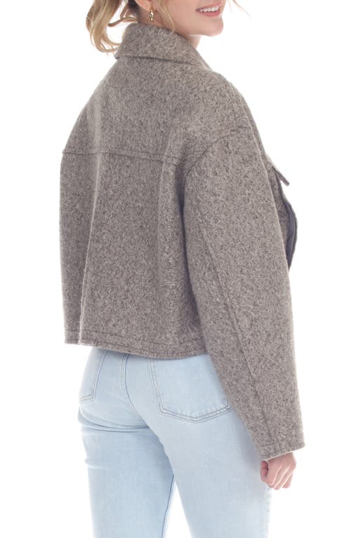 Rain And Rose Boiled Faux Shearling Crop Utility Jacket In Gray