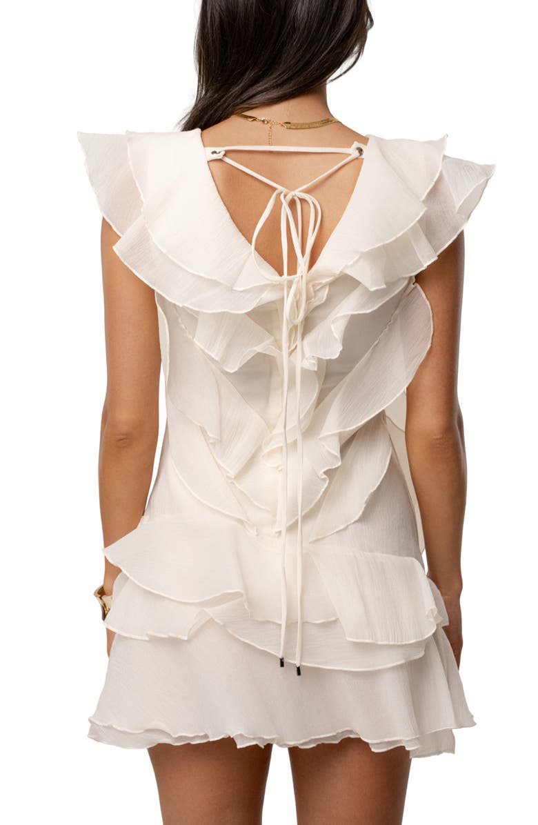 JLUXLABEL Dove Ruffle Chiffon Dress, Alternate, color, Ivory