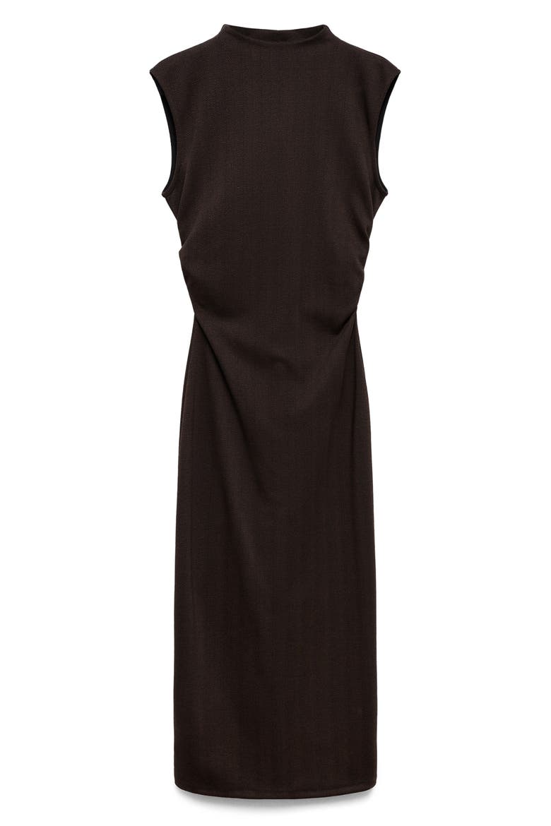 Gathered Detail Herringbone Stitch Knit Dress, Alternate, color, CHOCOLATE