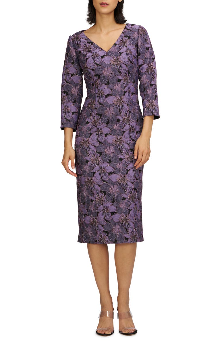 JS Collections Elliana Long Sleeve Sheath, Main, color, Lilac