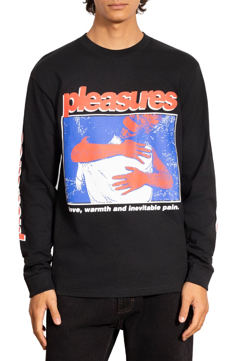 PLEASURES Embrace Long Sleeve Graphic T-Shirt, Main, color, Pigment Black