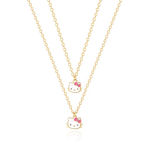 Hello Kitty Duo Necklace Set, One Large One Small In Gold