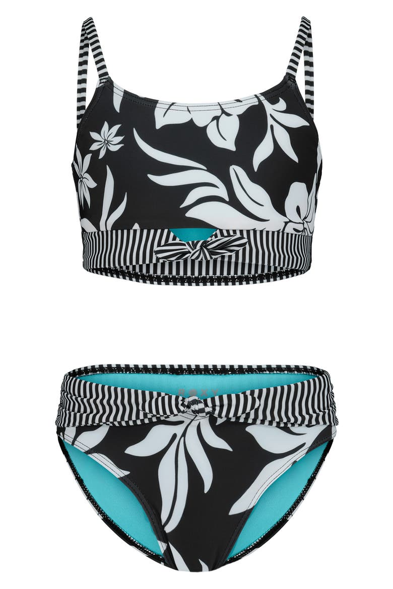 Kids' Floral Two-Piece Swimsuit, Main, color, PHANTOM