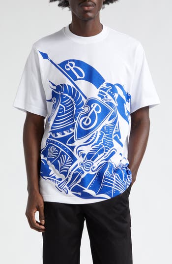 【送料&関税込】Burberry Light Grey Equestrian Print T-shirt Burberry Equestrian Knight-motif T-shirt | Grey | FARFETCH ID