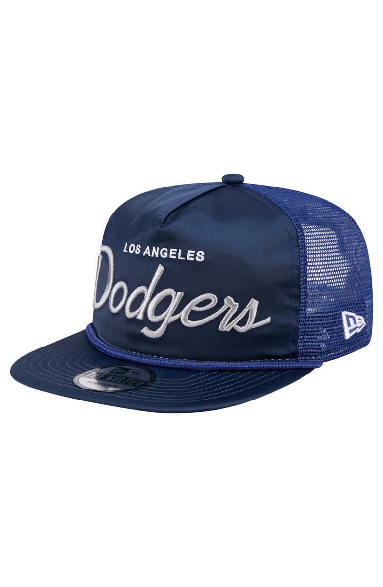 New Era Men's New Era Navy Los Angeles Dodgers Retro Satin Script Golfer Adjustable Hat, Main, color, 